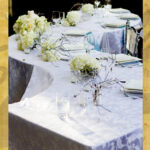 white damask table linens