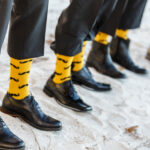 yellow mustache groomsmen socks