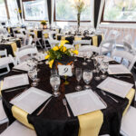 yellow wedding reception tables