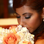 coral rose wedding bouquet