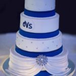 blue and white cake