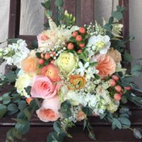 pink green bridal bouquet