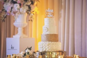 gold sugar wedding cake