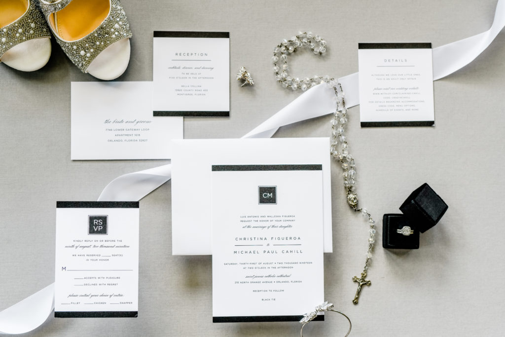 black white wedding invitations