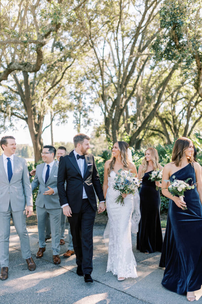 grey navy wedding party