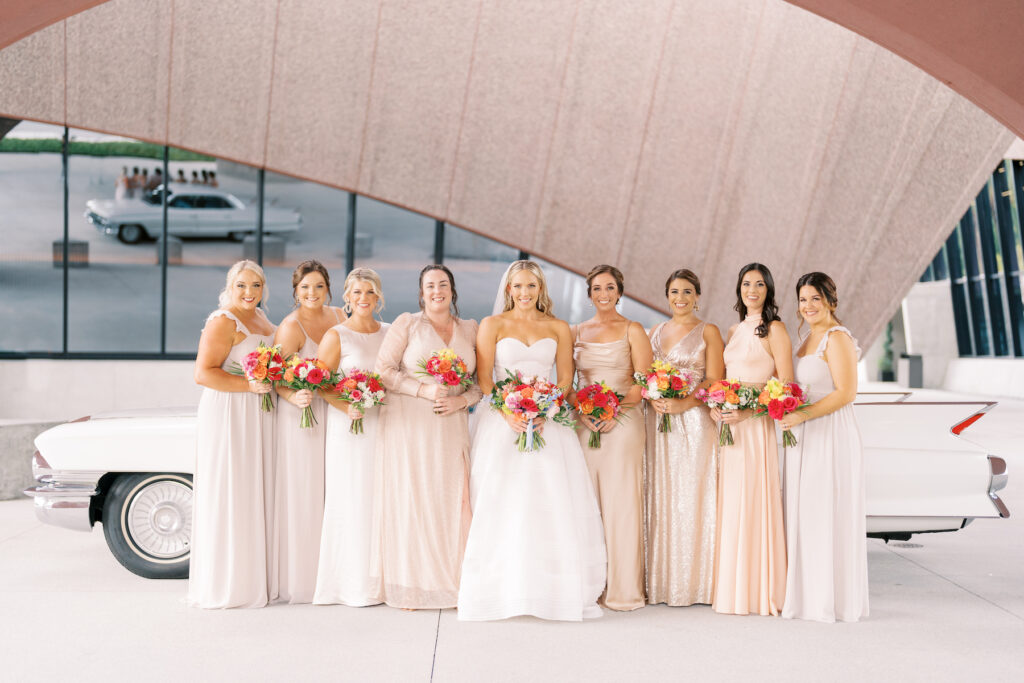 champagne bridesmaids different styles