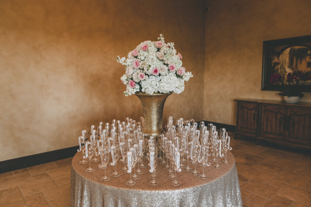 champagne glass escort cards