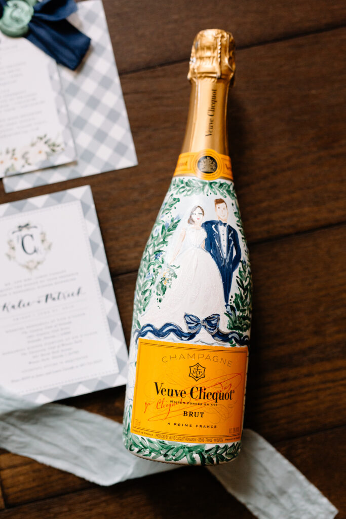 hand painted champagne bottle