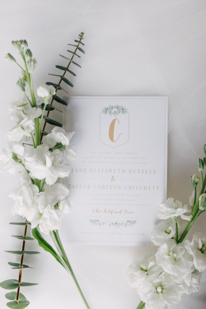 simple gold wedding invitation