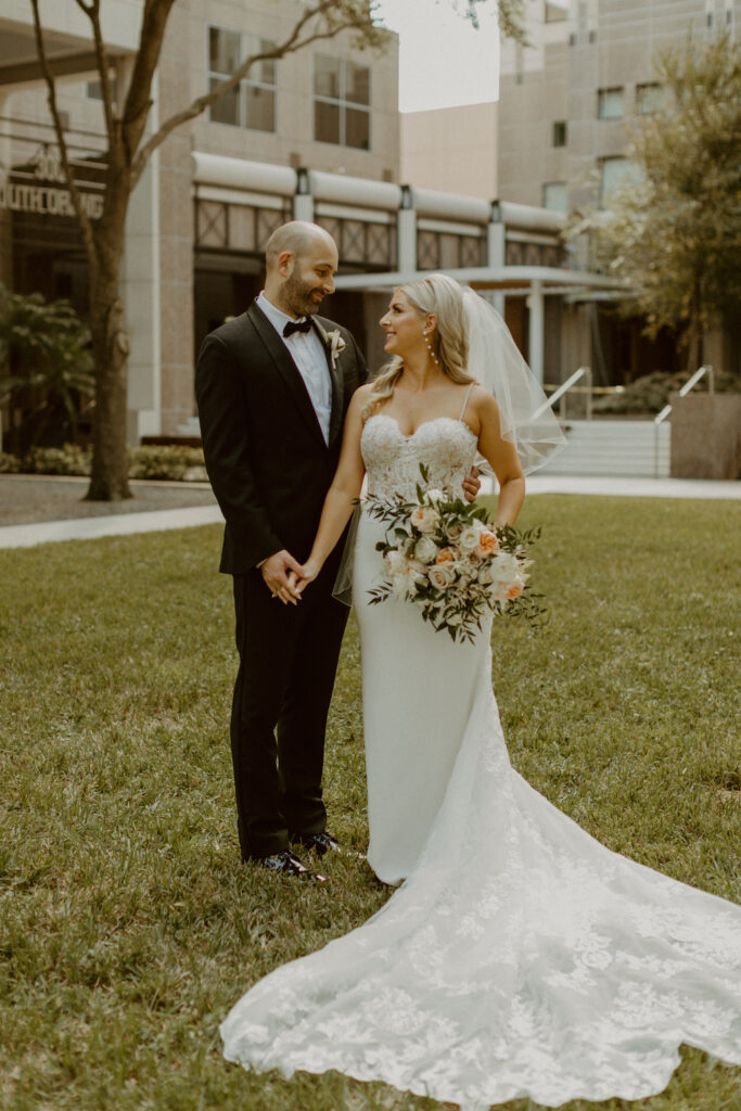 downtown orlando wedding couple