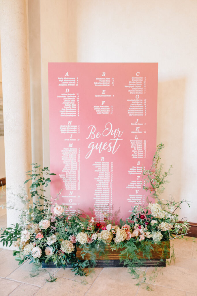 dusty rose seating chart