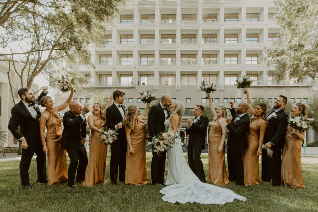 fall colored wedding party