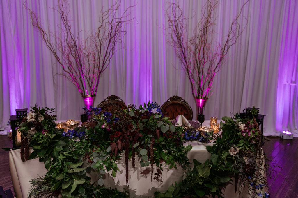 halloween wedding sweetheart table