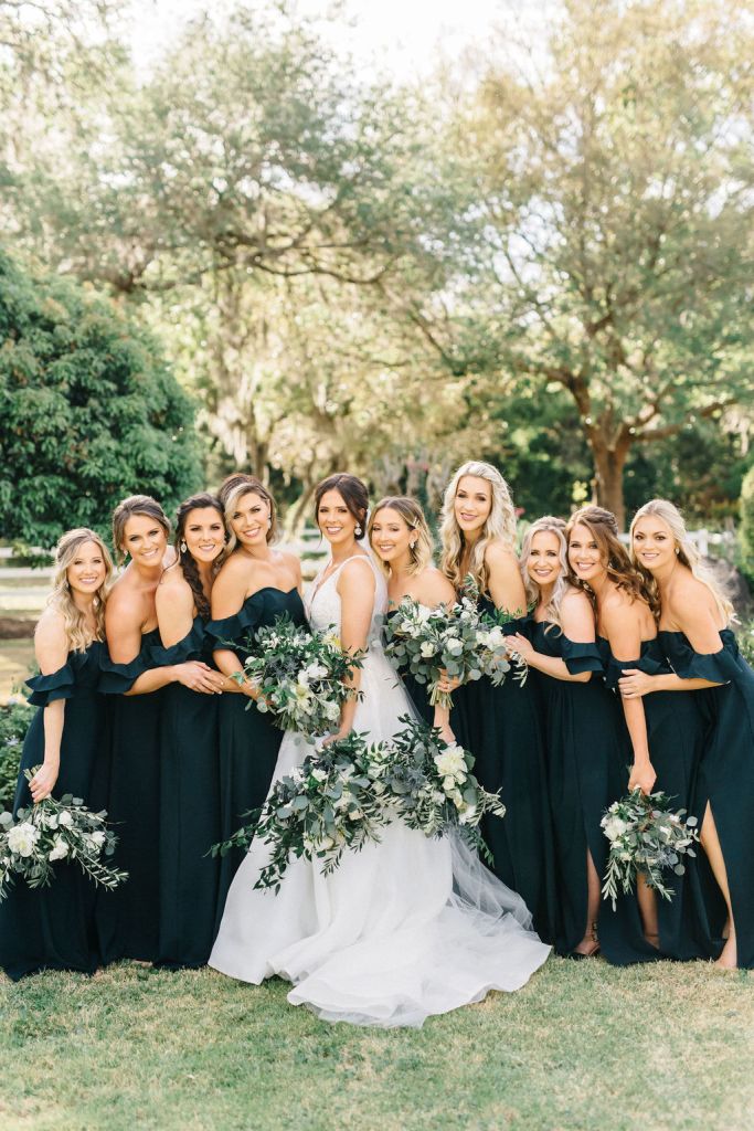 hunter green bridesmaids dresses