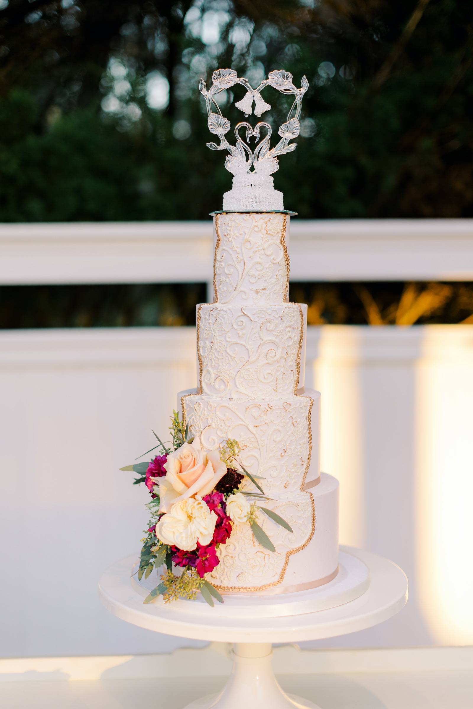 white lace wedding cake