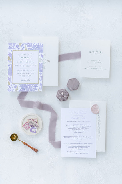 purple wedding invitation suite