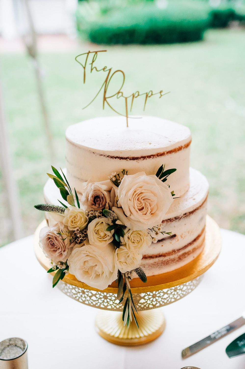 neutral naked wedding cake