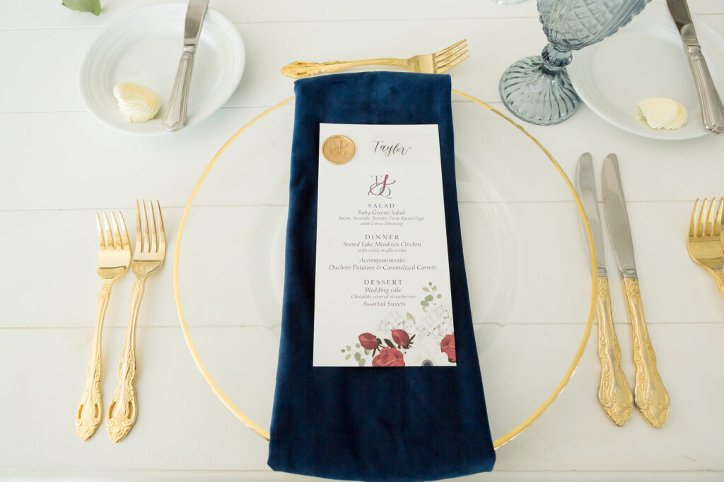 blue velvet wedding napkins