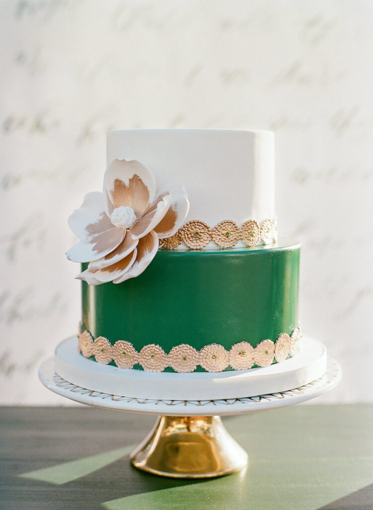 small green gold cake