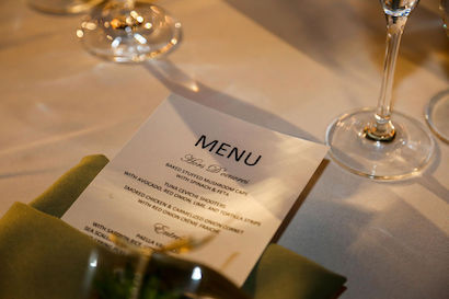 wedding menu table setting